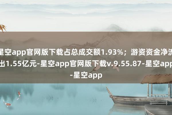 星空app官网版下载占总成交额1.93%；游资资金净流出1.55亿元-星空app官网版下载v.9.55.87-星空app